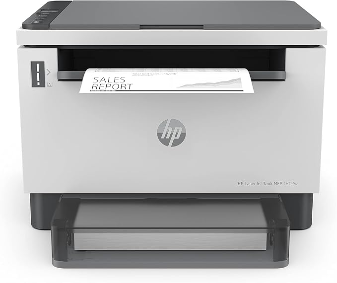 Brand HP Connectivity technology Ethernet Printing technology Laser Special features Network-Ready Colour White Model name HP LaserJet Tank MFP 1602w Printer output Monochrome Max. monochrome printing speed 22 ppm Item weight 7.8 Kilograms Product dimensions 32.6D x 36.8W x 25.5H centimeters