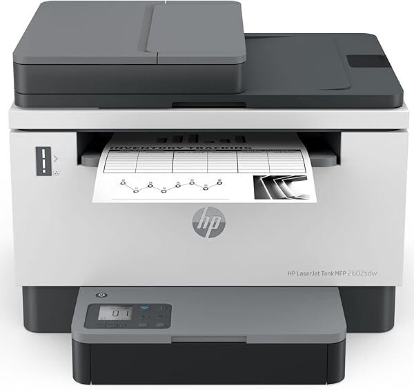 HP LaserJet Tank MFP 2602sdw Printer, Black and white, 22 PPM, Printer for Business, Scan to email/PDF; Two sided printing; 40 sheet ADF; Wi-Fi; Pre-filled with toner to print up to 5000 pages-2R7F5A