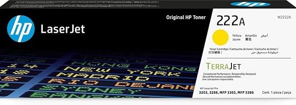HP 222A Yellow Original LaserJet Toner Cartridge | Compactible with HP LaserJet Pro 3203, 3288, MFP 3303, MFP 3388 Printer Series