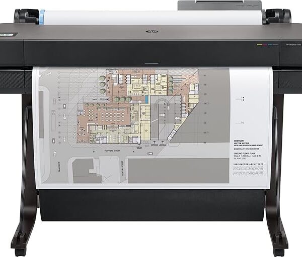 HP Designjet T630 36-Inch Large Format Color Plotter/Printer. A4/A3/A2/A1/A0 size, 2400 X 1200 dpi, Mobile Printing, Wi Fi, A3/A4 sheet feeder - 5HB11A (1 Year Warranty)
