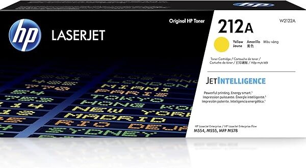 Original HP 212A Yellow Toner Cartridge | Works with HP Color LaserJet Enterprise M554, M555 Series, HP Color LaserJet Enterprise MFP M578 Series | W2122A