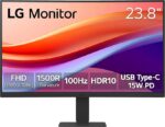 LG 24U421A-B 24-inch Full HD (1920 x 1080) Curved Computer Monitor, 100Hz, 5ms, HDR10, 3-Side Borderless, Switch, HDMI, USB Type-C 15W PD, Tilt Slim Stand, Black, Without Speakers