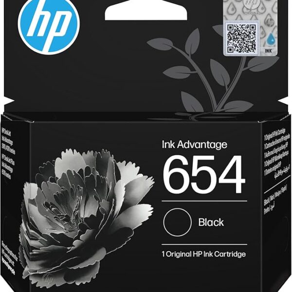 HP 654 Black Original Ink Advantage Cartridge | Page Yield up to 400 pages | Compactible for HP DeskJet Ink Advantage 2900, 4300, 6575 Printer Series